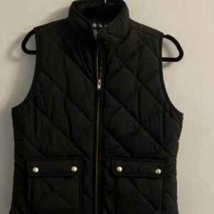 Crew Factory Black Quilted Puffer Vest with Snap Pockets Ladies Small
